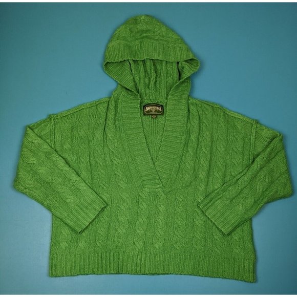 American Eagle Womens Green Cable Knit Boxy Oversized Sweater Hooded Medium - Picture 1 of 4